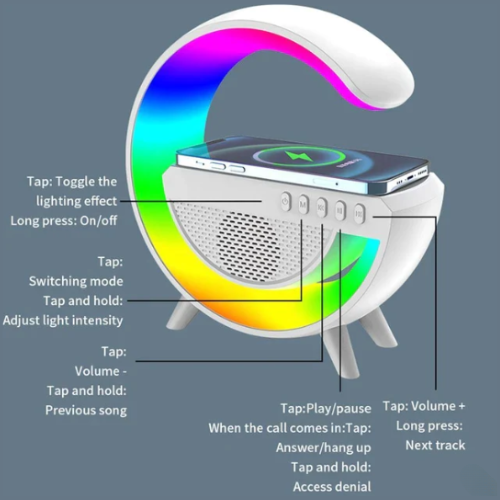 Wireless Charging LED Night Light with Bluetooth Speaker: BT2301.