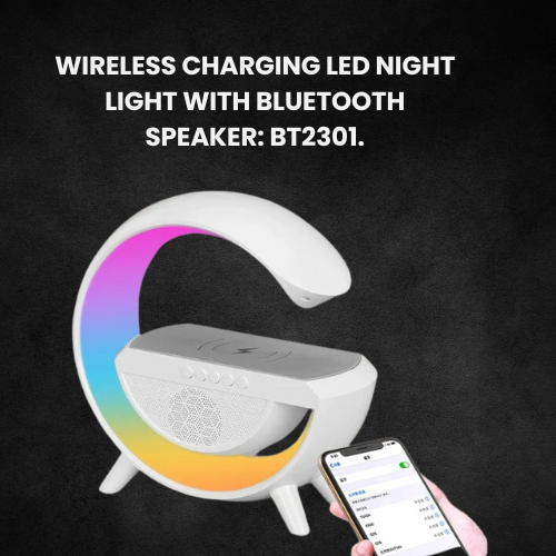 Wireless Charging LED Night Light with Bluetooth Speaker: BT2301.